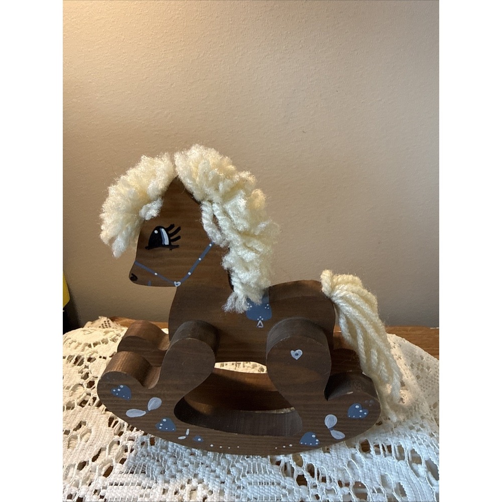 Vintage Antique Solid Wood Rocking Horse 8"‎
